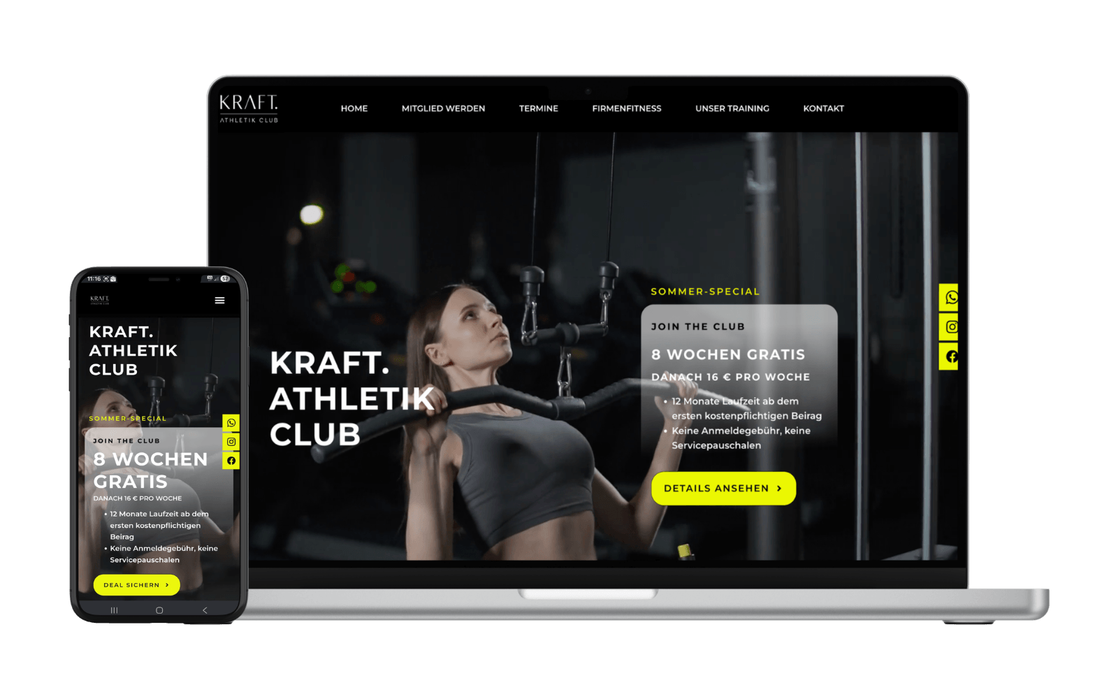 Responsive Website für Fitnessstudio in Dresden – Kraft Athletik Club